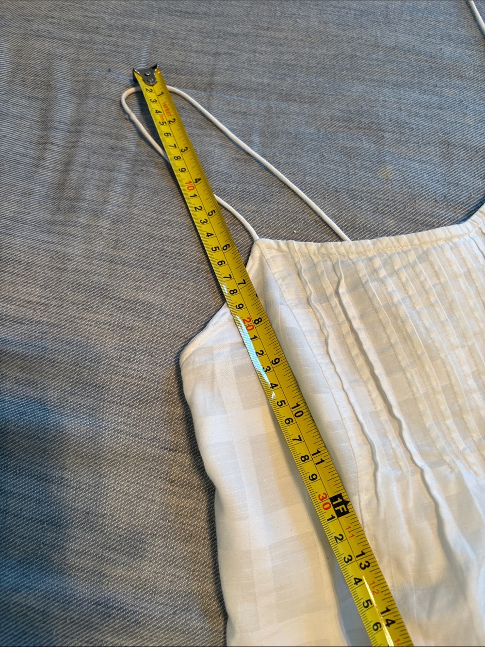 Women's White Textured Spaghetti-Strap Nightdress - Picture 5 of 8